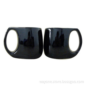 Irregular Mug with Black Color Glazed, Ideal for Gift and Propaganda Purposes